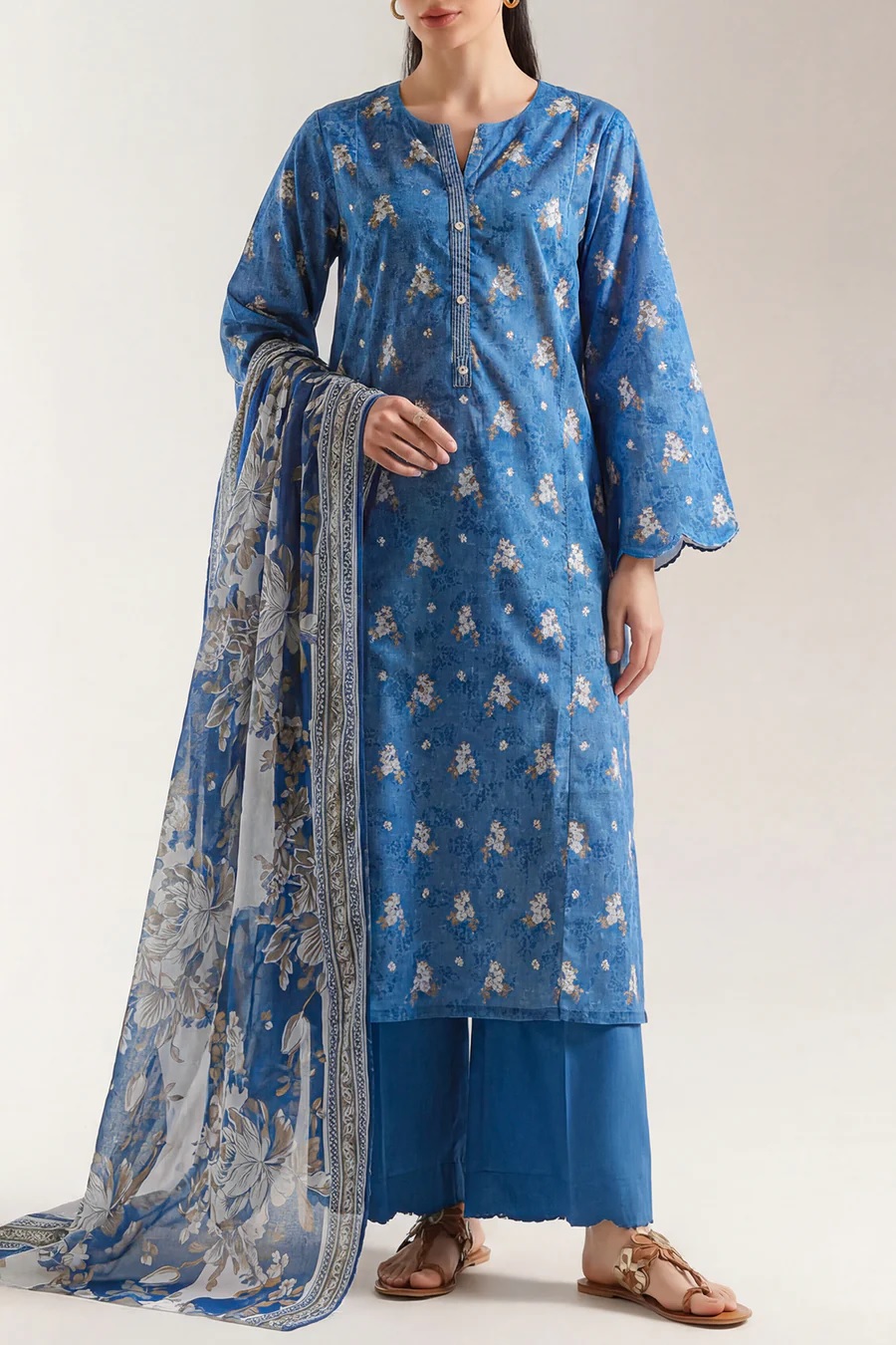 Unstitched Printed Lawn 3 Piece
