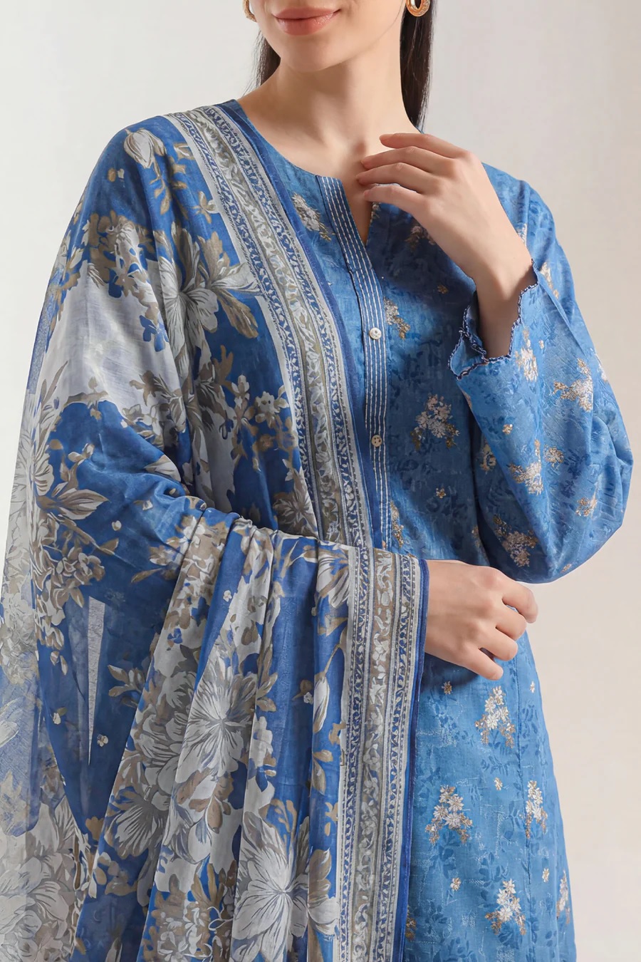 Unstitched Printed Lawn 3 Piece