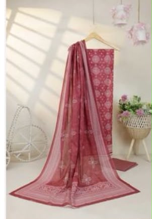 3 Pcs  – Printed Lawn  | Bin Saeed  |  Maroon