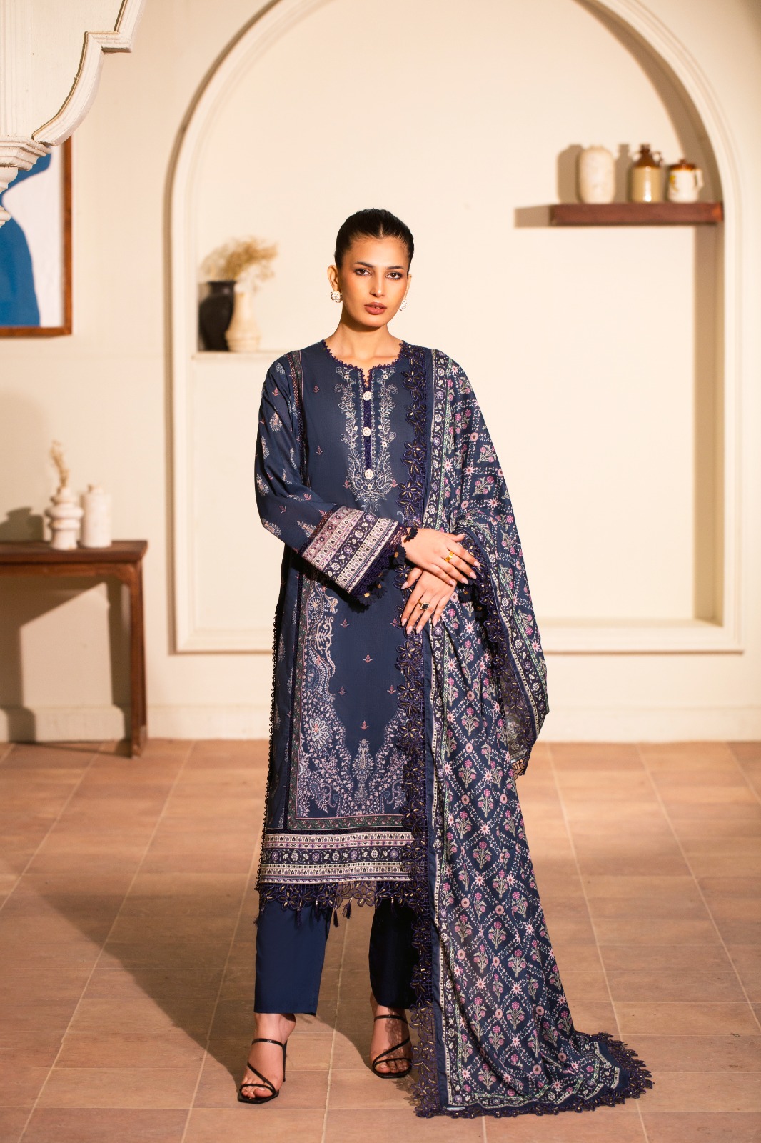 3 Pcs - MAUSUMMERY UNSTITCHED LAWN DIGITAL SUIT (Bluebell)