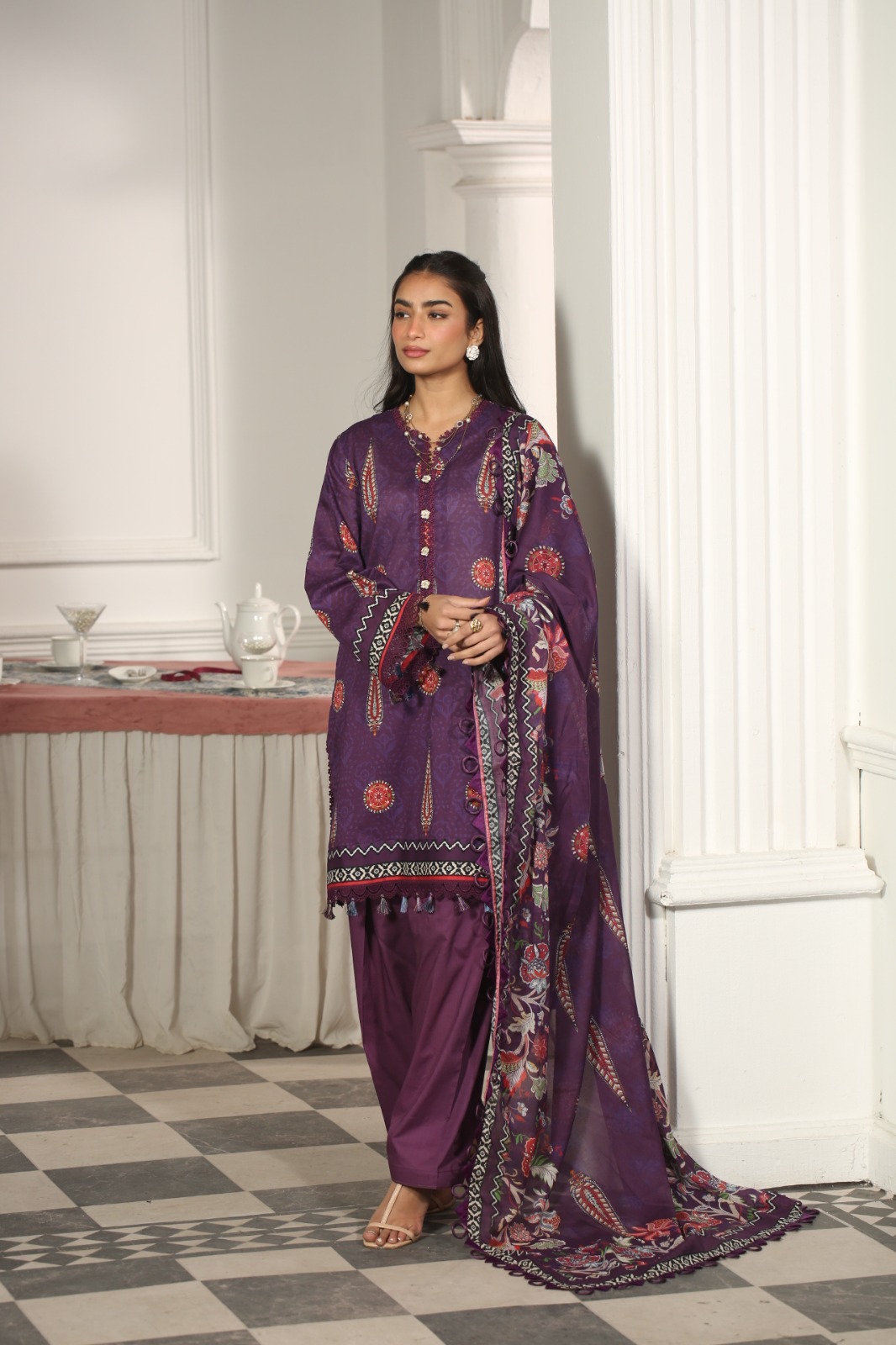 03 Pcs - MAUSUMMERY UNSTITCHED LAWN DIGITAL SUIT (Crystal)